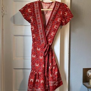 Boutique Wrap Dress - Knee Length - Boho Print